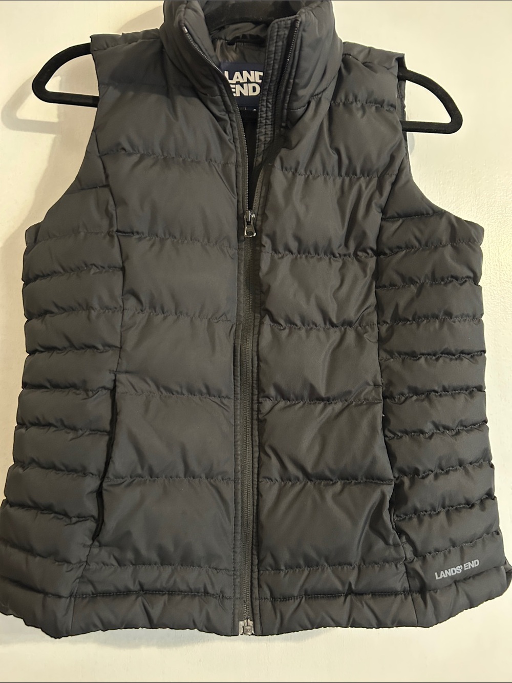 Lands' End Black Quilted Puffer Vest